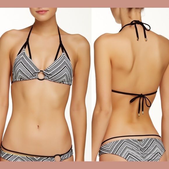 NWT Beach Bunny Crossroads Triangle Bikini Top Black/White [SZ Small ]‎ - Picture 2 of 7